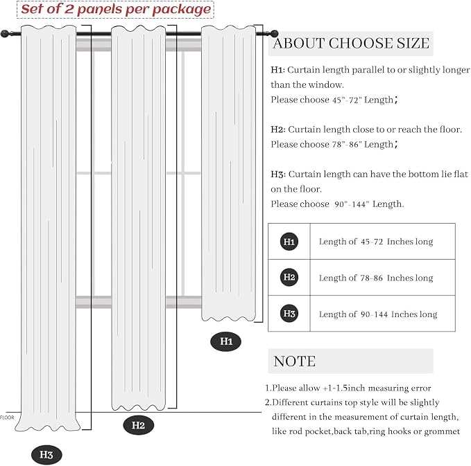 Solid White Curtains 96 Inches Long for Living Room 2 Panel Set Back Tab Pocket Opaque Draperies Semi Sheer Linen Light Filtering Curtain for Bedroom Floor Length Crisp Vintage Beach Country Chic 8 FT