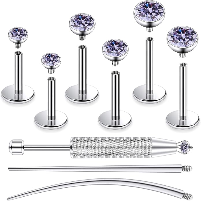 Jenxnjsjo F136 Titanium 20/18/16g Earrings Nose Lip Rings Studs Labret Medusa Tragus Helix Conch Cartilage Piercing Jewelry for Women
