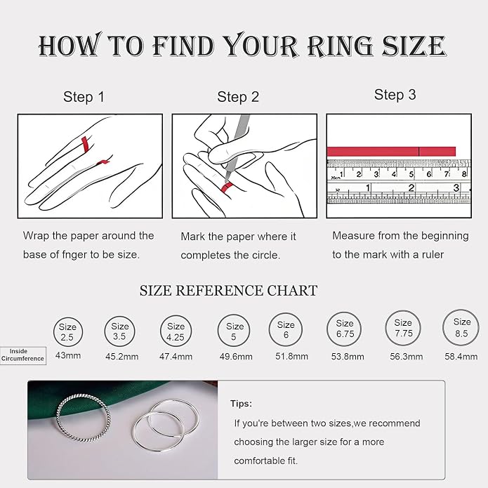 925 Sterling Silver Knuckle Rings for Women Minimalist Thin Stacking Rings Set 3PCS Midi Pinky Ring Size 2.5-8.5
