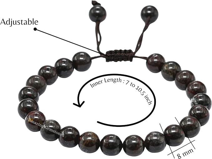 Amazing Gemstone Iron Tiger Eye Bracelet, Gifts for Men & Women - Protection Healing Crystal Bracelet - 8mm Gemstone Beaded Adjustable Bracelet, Pulseras para Hombres Mujer Stocking Stuffers