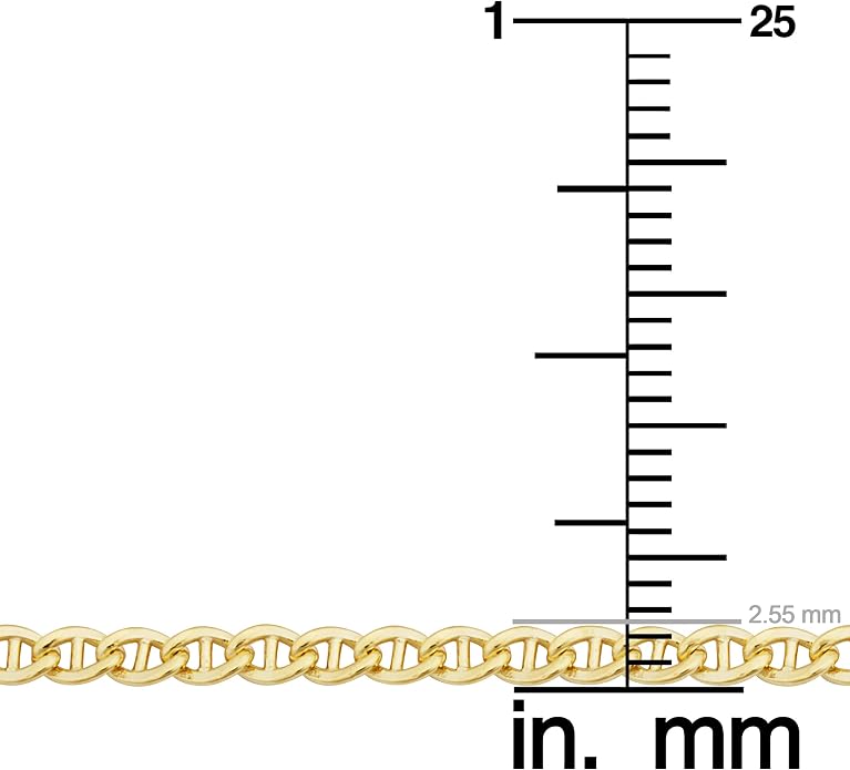 Solid 14k Yellow Gold Filled Mariner Link Ankle Bracelet (2.55 mm, 10 inch)