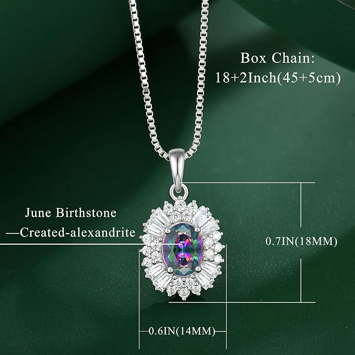 Birthstone Necklace 925 Sterling Silver Oval 5A Cubic Zirconia Pendant Necklace Jewelry Birthday Gifts for Women