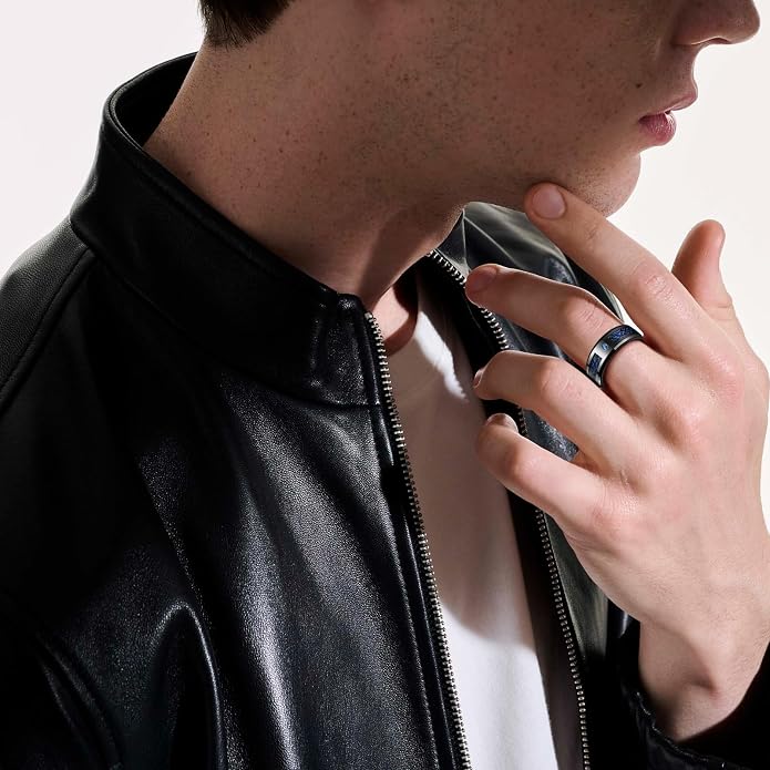 TUNGSTORY 8mm Black Celtic Dragon Tungsten Carbide Wedding Ring with Green Carbon Fiber and CZ Inlay Polished Finish Beveled Edge Size 6-16
