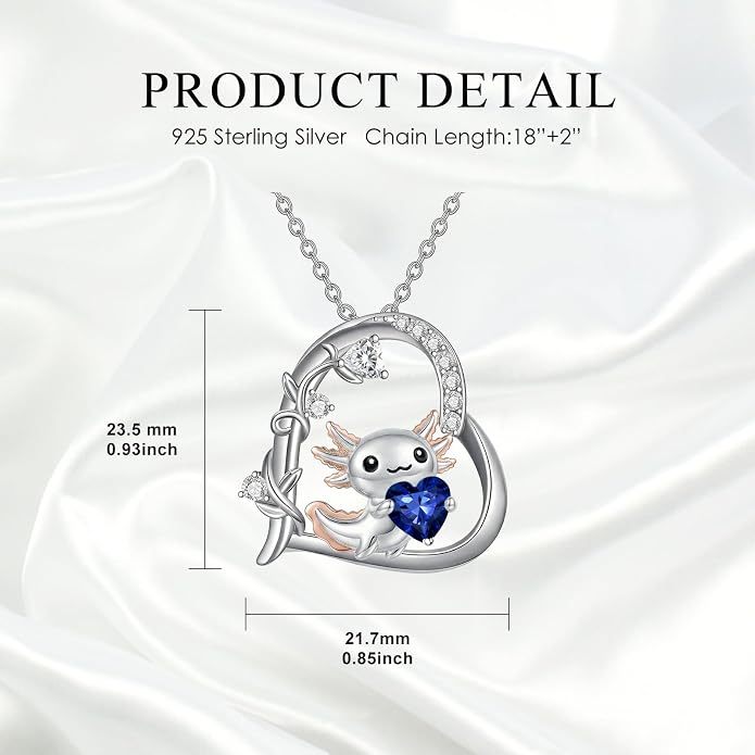 PELOVNY Teddy Bear Necklace for Women 925 Sterling Silver Bear/Highland Cow/Fox/Cat/Axolotl Birthstone Necklace Christmas Birthday Jewelry Gifts for Mom Daughter Wife Sister