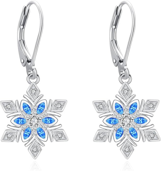 Dangle Earrings Sterling Silver Moonstone/Turquoise/CZ/Crystal Earrings for Women Tree of Life Animal Filigree Leverback Earrings Jewelry Gifts