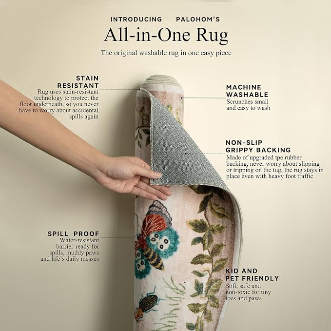 Machine Washable Runner Rugs for Entryway: 2'x6' Kitchen Rug Stain Resistant Non Slip Low Pile Soft Carpet Runners for Hallways Indoor Entryway Kitchen Living Room Bedroom Bedside Farmhouse