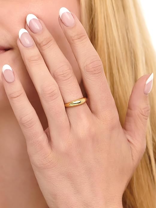 DEVATA Gold or Rhodium Plated Sterling Silver 925 – Eternity, Band Ring for Women – Heart, Knot, Clover, Infinity, Mariner, Cable, Curb, Cuban, Figaro, Daisy, Rope, Ribbed, Dome