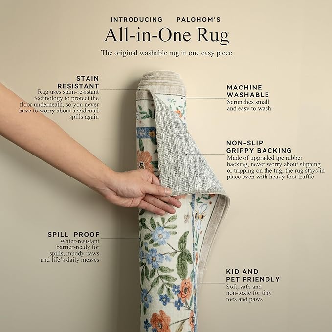 Washable Kitchen Rug Runners for Hallways: 2'6"x8' Bedroom Rug Non Slip Low Pile Stain Resistant Soft Indoor Floor Carpet Runner Rug for Entryway Hallway Kitchen Living Room Farmhouse