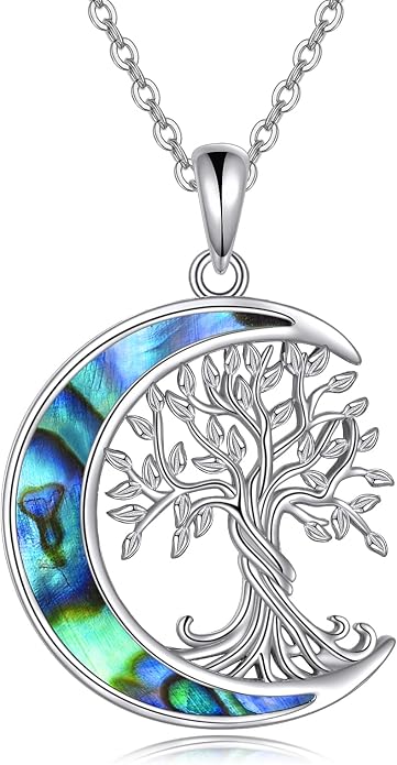 ONEFINITY Tree of Life Necklace 925 Sterling Silver Abalone Shell Celtic Knot Pendant Necklace for Women Jewelry