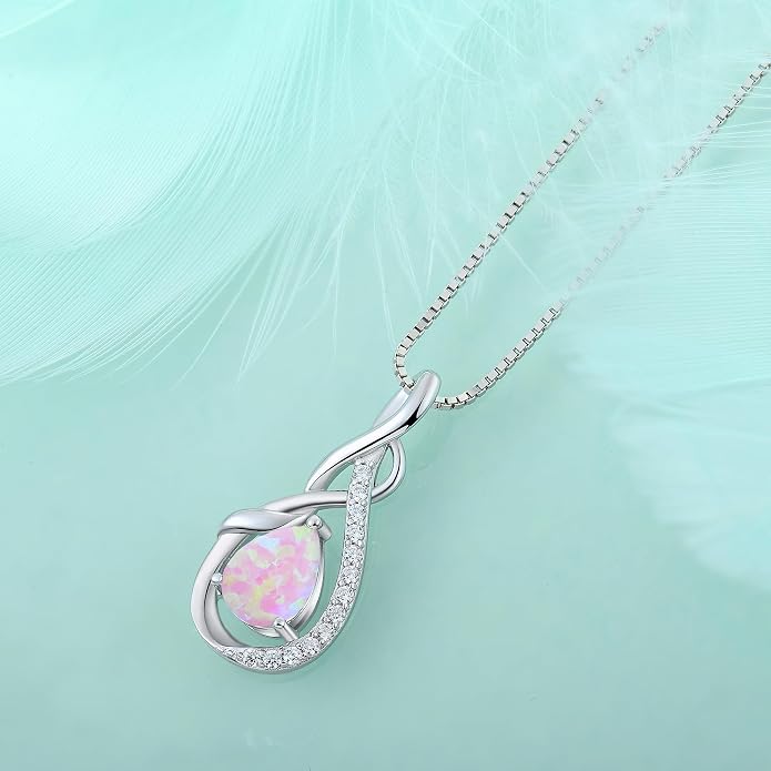 STARCHENIE Infinity Teardrop Pendant Necklace for Women 925 Sterling Silver Birthstone Jewelry