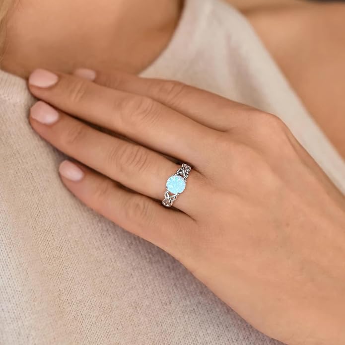 STARCHENIE Celtic Knot Promise Ring for Women 925 Sterling Silver Engagement Wedding Band with Birthstone (Size 5-10)