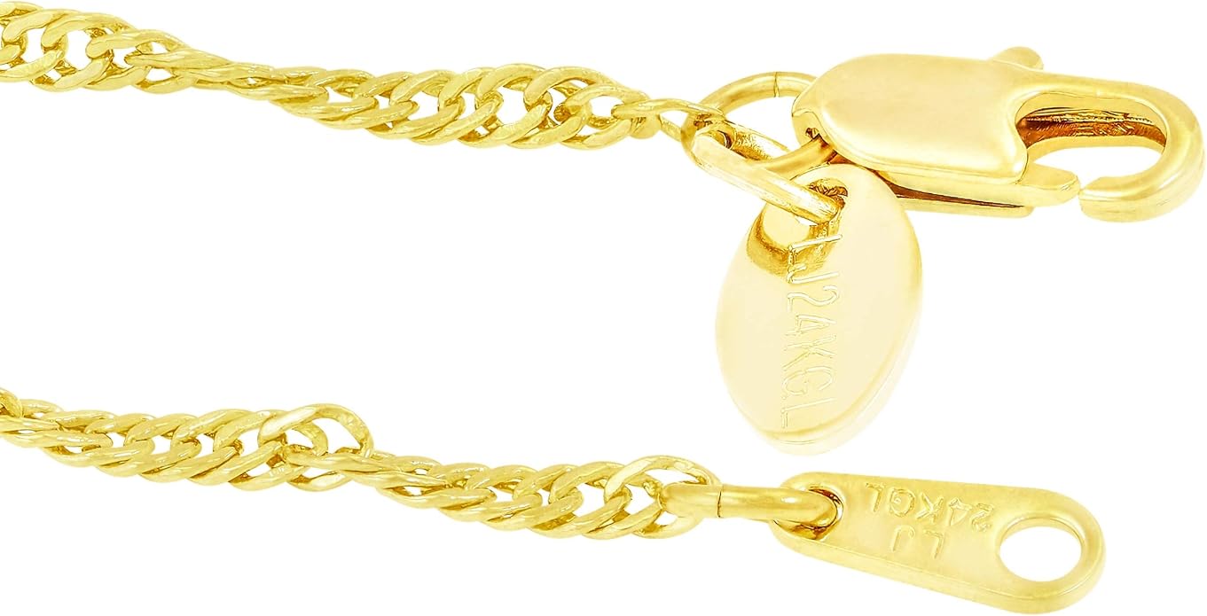 LIFETIME JEWELRY Womens Gold Anklet 24k Real Gold Plated 2mm Whisper Chain Ankle Bracelets