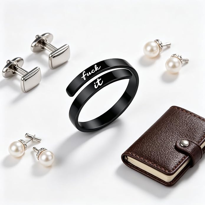 I Fcking Love You Ring, Stainless Steel Engraved Inspirational Words Heart Open Adults Women Vintage Promise Rings Lover Wife Jewelry