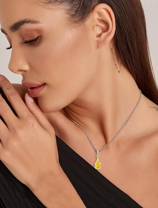 Birthstone Necklace for Women Teardrop Necklace S925 Sterling Silver Infinity Love Pendant for Mom Women