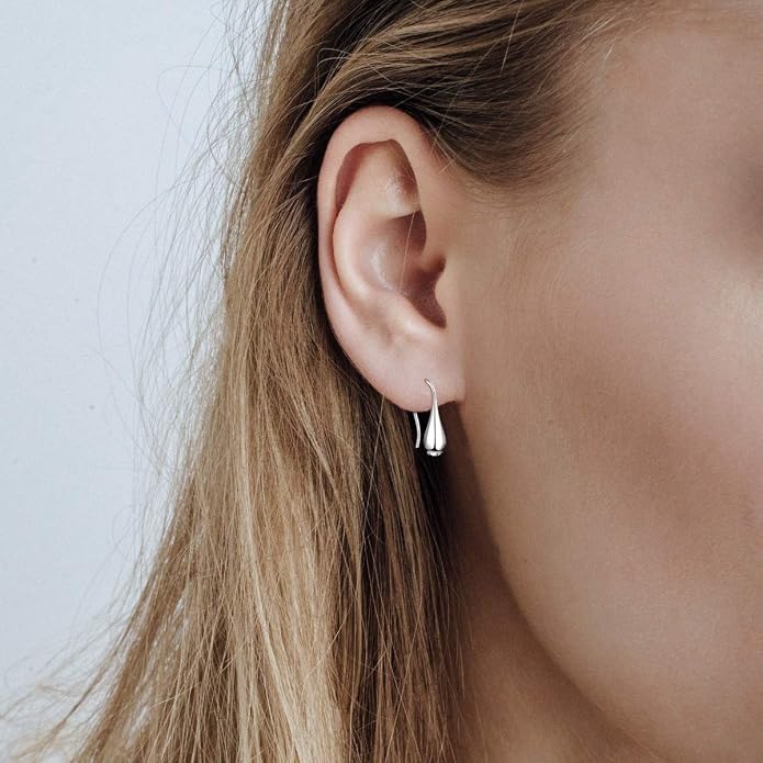 Pull Through Teardrop Dangle Earrings 925 Sterling Silver Simple Water Drop Earrings Birthday Mother's Day Christmas Gifts for Women