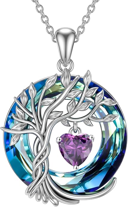 TOUPOP Tree of Life Birthstone Necklaces 925 Sterling Silver Irish Celtic Tree Pendant with Blue Crystal Birthday Jewelry Gifts for Women Mom Wife Her