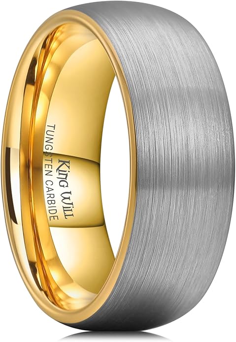 King Will Wedding Band for Men Women, 2/4/6/7/8mm Domed Matte Brushed Tungsten Carbide Rings, Solid/Dual Color Engagement Rings, Comfort Fit