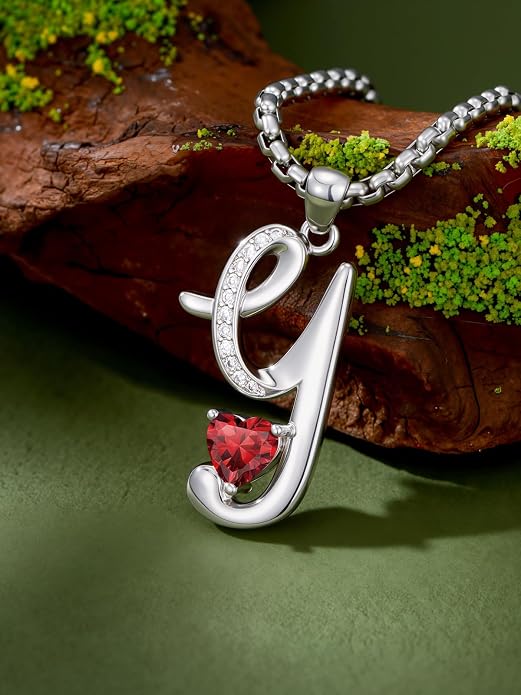 Birthday Gifts for Women Alphabet A to Z Initial Birthstone Pendant Necklaces for Women - 18k White Gold Plated Personalized Name Jewelry Anniversary Graduation Gifts for Wife Her Daughter Girlfriend(with Gift Box)