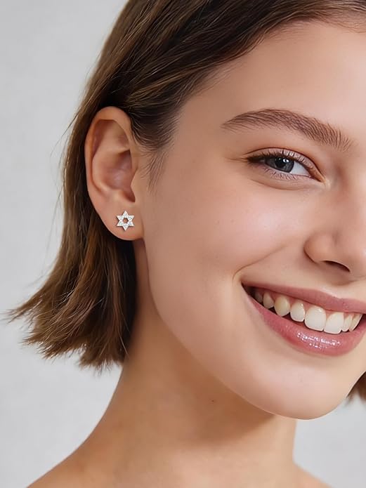 ChicSilver 925 Sterling Silver Earrings Dainty Bar/Circle/Triangle/Star/Ball Stud Earrings for Women with Gift Box, Hypoallergenic Earrings for Sensitive Ears