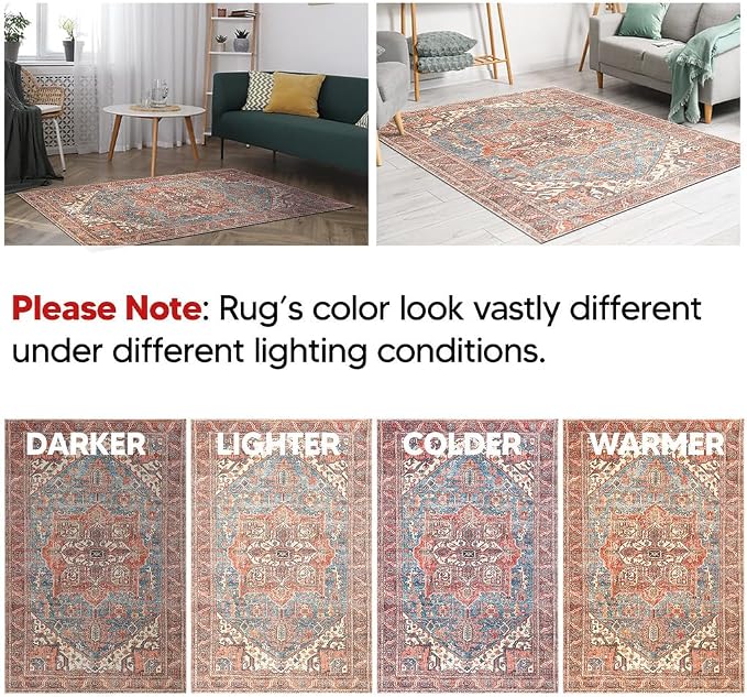 Keen Home Design 30"x120" Rug - Machine Washable Runner with Non-Slip Backing, Ideal for Hallway, Entryway, Kitchen, Laundry Room - Vintage, Easy Clean, Durable, Low Pile Rug - (2'6" x 10')