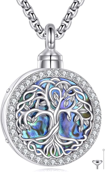 POPLYKE Tree of Life Necklace for Women Sterling Silver Celtic Knot Family Tree With Blue/Purple/Volcano Crystal Irish Gifts for Mom Wife Birthday Christmas