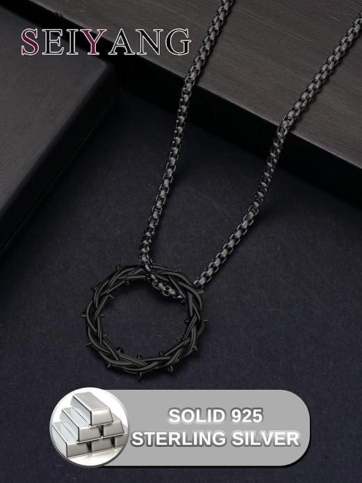 Seiyang Crown of Thorns Necklace 925 Sterling Silver Crown Pendant Amulet Jewelry Gifts (with Gift Box)