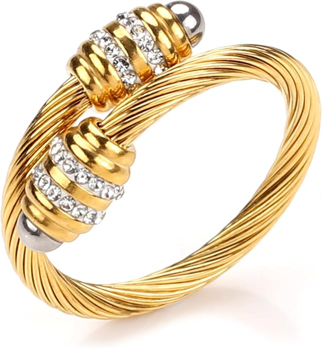 Dorriss Cable Rings Vintage Twisted Open Ring for Women Adjustable Designer Fashion Brand Stainless Steel Jewelry with Gift Box