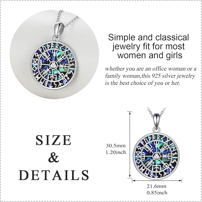 YAFEINI Sterling Silver Viking Jewelry Viking Compass Weapon Spearhead Talisman Pendant Necklace, Viking Jewelry Gift for Women Men