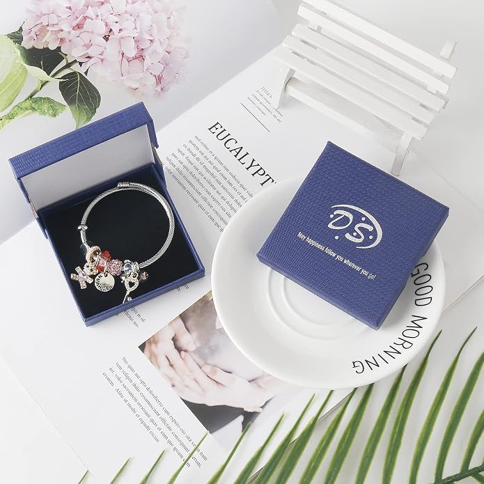 DS Charm Bracelets for girls,exquisite cute cartoon friendship bracelets Silver Stainless Steel Bangle with birthday Gift box, Adjustable girls jewelry Suitable for holiday gifts