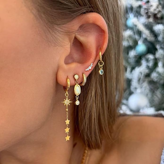 14K Yellow/White Gold Flat Back Stud Earring 1 Pcs, 16G Threadless Cartilage Earrings Top Push in Tragus Helix Conch Earrings Labret Piercing Jewelry