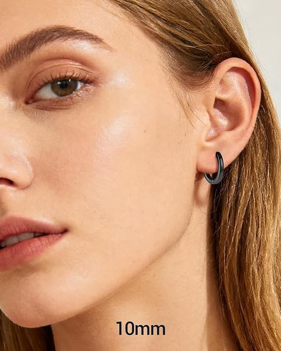 PROSTEEL Hoop Earrings for Women, Huggie Hoop with 925 Sterling Silver Post, 8/10/12/14/16/18/20mm Small Huggie Hoops, 14K Gold Plated/Silver/Black/Rose Gold Hypoallergenic Earrings Jewelry