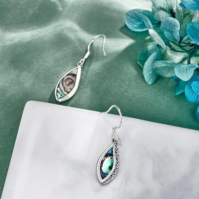 Silver Earrings for Women Sterling Silver Filigree Earrings Teardrop Dangle Drop Filigree Bohemia Jewelry Gift for Women Mother Mom