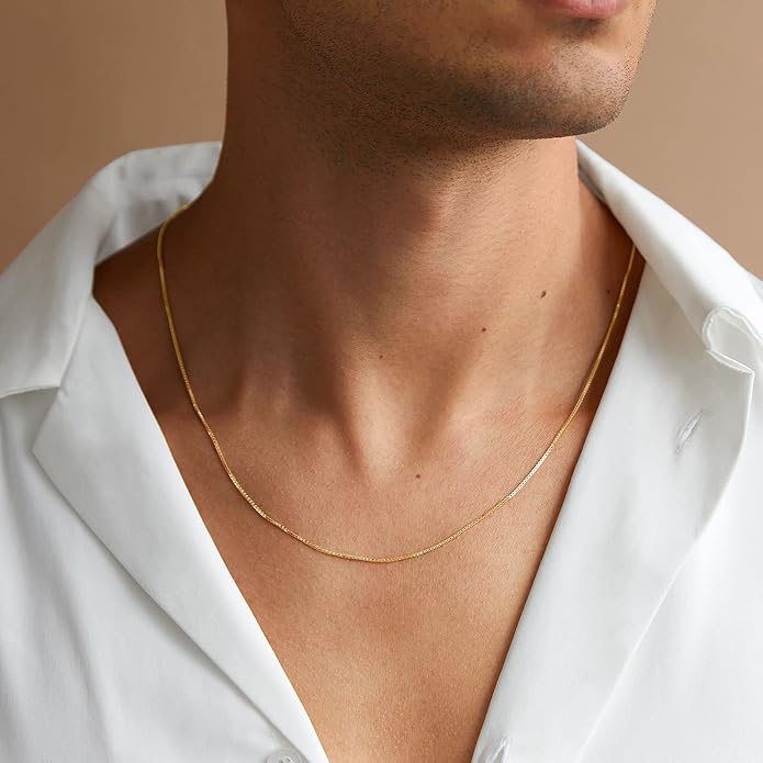 PAVOI 22K Gold Plated Chain Necklace For Women | Italian Solid 925 Sterling Silver Necklace for Men | Cuban Link, Rope, Snake & Rope Diamond-Cut Herringbone | Trendy Unisex Jewelry