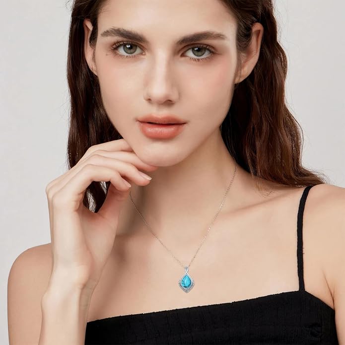 PELOVNY Celtic Knot Necklaces for Women 925 Sterling Silver Gemstone/Birthstone Teardrop Infinity Necklace Irish Celtic Pendant Jewelry Gifts for Mom Daughter Wife