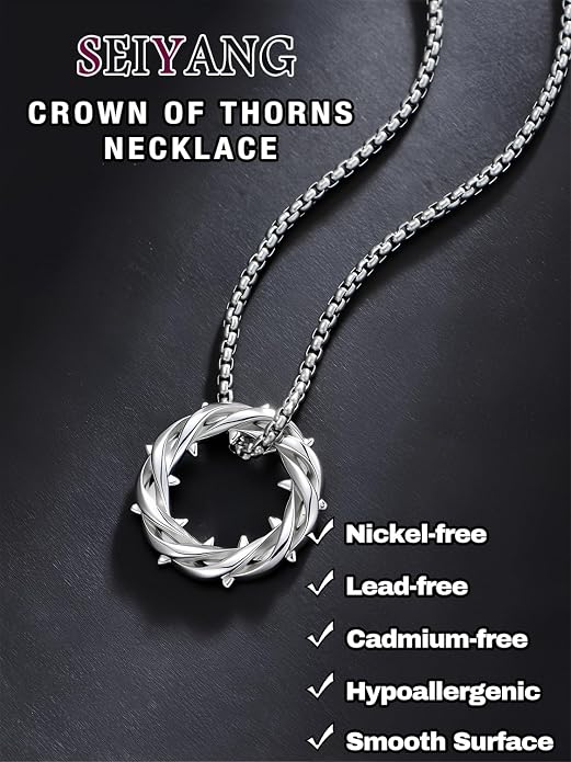 Seiyang Crown of Thorns Necklace 925 Sterling Silver Crown Pendant Amulet Jewelry Gifts (with Gift Box)