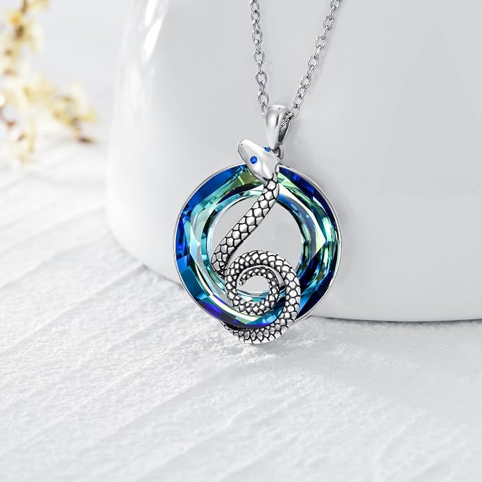 Dragonfly Necklace 925 Sterling Silver Dragonfly/Sunflower Bee Pendant Necklace Dragonfly with Blue Circle Crystal Dragonfly Jewelry Gifts as Holiday Christmas Gifts for Women