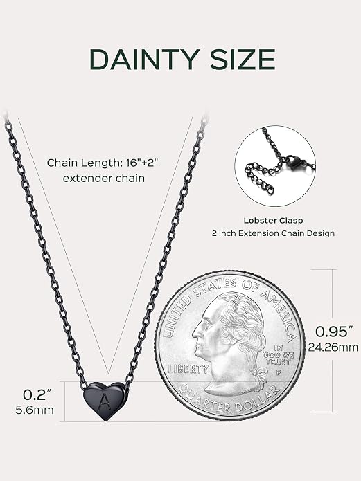 ChicSilver 925 Sterling Silver Heart Initial Necklaces for Women -Dainty Personalized Heart Pendant Letter Alphabet Necklace for Women