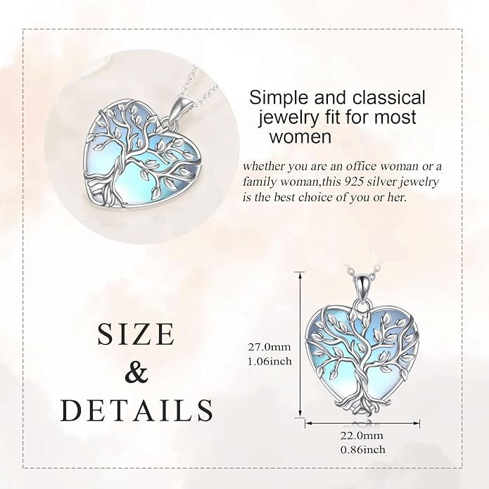 YAFEINI 925 Sterling Silver Moonstone Necklace Filigree Teardrop Pendant Necklace Jewelry for Women Girls