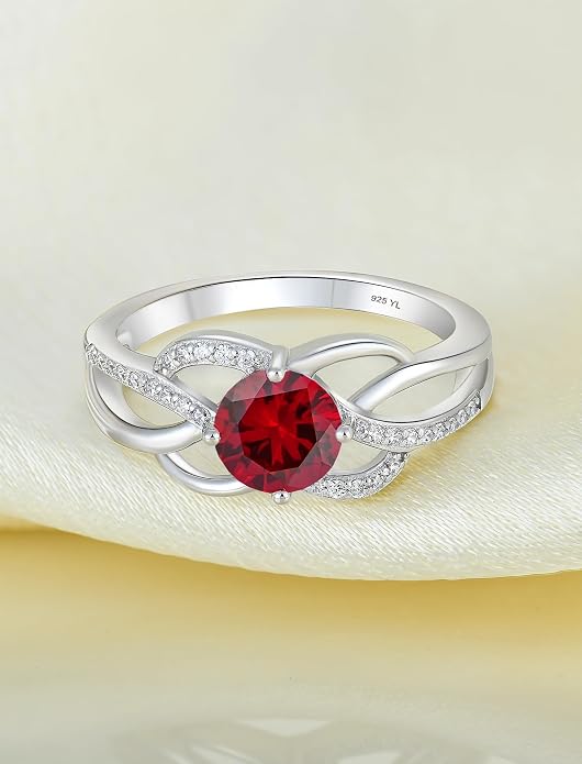 YL Celtic Knot Rings 925 Sterling Silver Twisted Ring Cubic Zirconia Infinity Statement Jewelry for Women