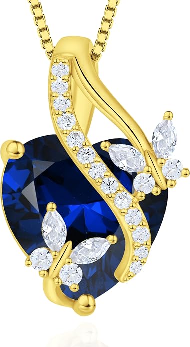 Butterfly Necklaces for Women Sterling Silver Infinity Heart Pendant Birthstone Jewelry Gift with 14k Yellow Gold/Rose Gold Plated