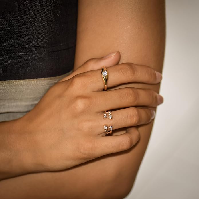 espere 14K Gold Thin Dome Ring for Women | Gold Pinky Ring Minimalist Signet Ring
