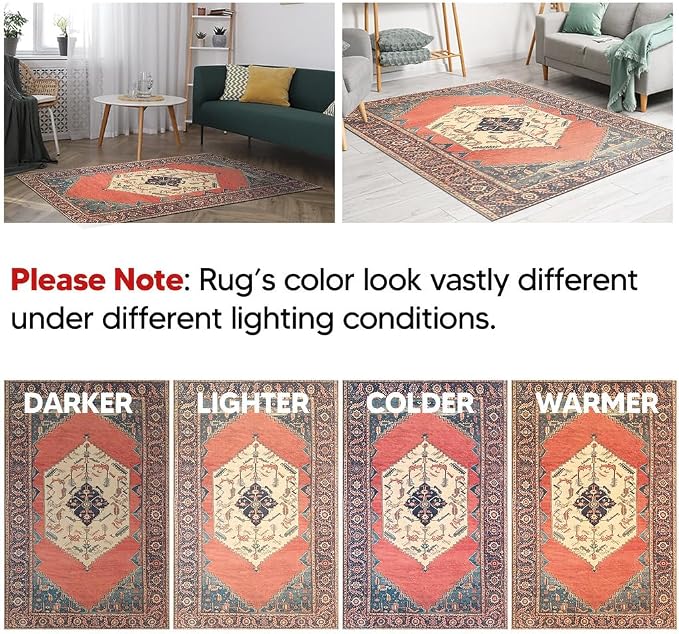 Keen Home Design 30"x144" Rug - Machine Washable Runner with Non-Slip Backing, Ideal for Hallway, Entryway, Kitchen, Laundry Room - Vintage, Easy Clean, Durable, Low Pile Rug - (2'6" x 12')