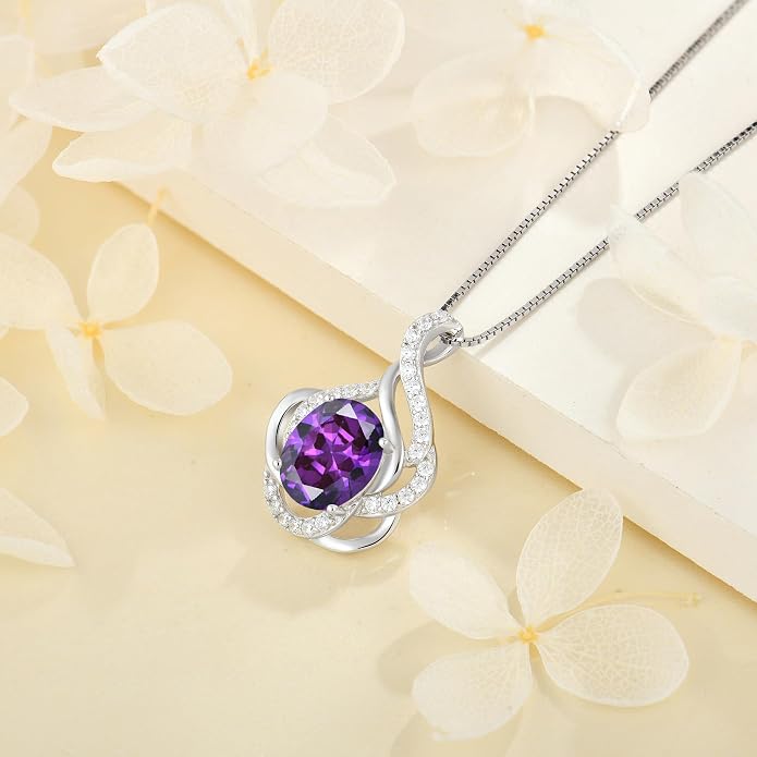 Birthstone Necklace for Women 925 Sterling Silver Pendant Necklaces Oval Cut Cubic Zirconia Necklace Jewelry