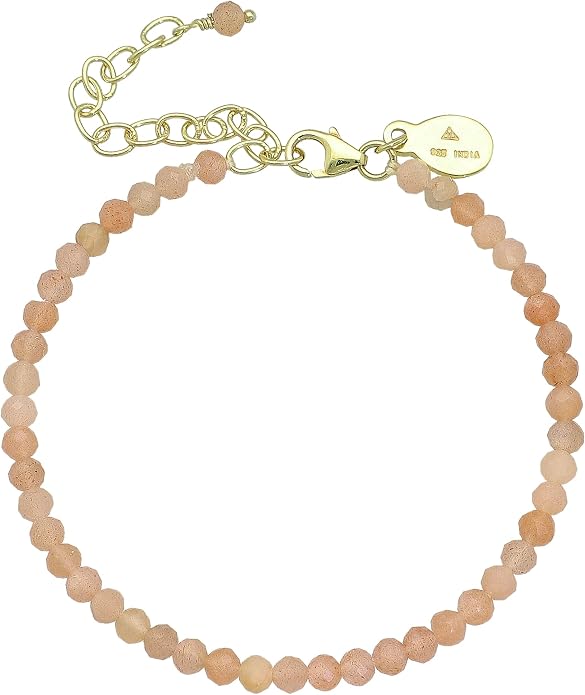 Faceted Bracelet for Women, Certified 925 Sterling Silver with 18K Gold Vermeil Healing Crystal Bracelets for Women - Crystals and Healing Stone Bracelet Women Jewelry for Gift
