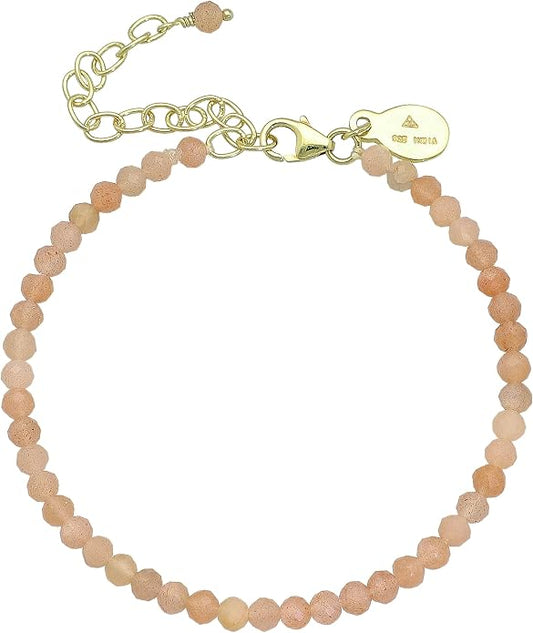 Faceted Bracelet for Women, Certified 925 Sterling Silver with 18K Gold Vermeil Healing Crystal Bracelets for Women - Crystals and Healing Stone Bracelet Women Jewelry for Gift
