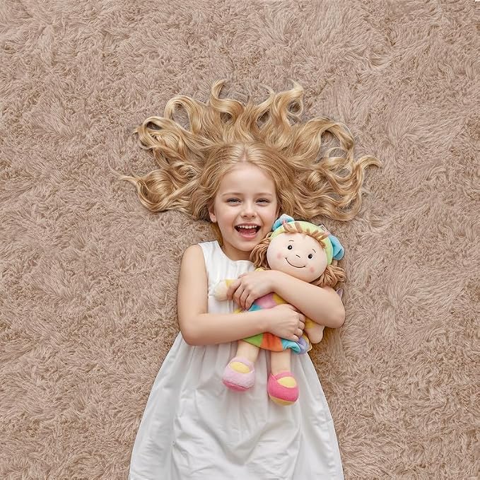 8x10 Area Rugs for Living Room Bedroom: Soft Fluffy Shag Rugs Upgrade Non-Slip High Pile Carpet Large Fuzzy Plush Indoor Floor Shaggy Carpets for Nursery Kid Playroom Office Dorms Home Decor Beige