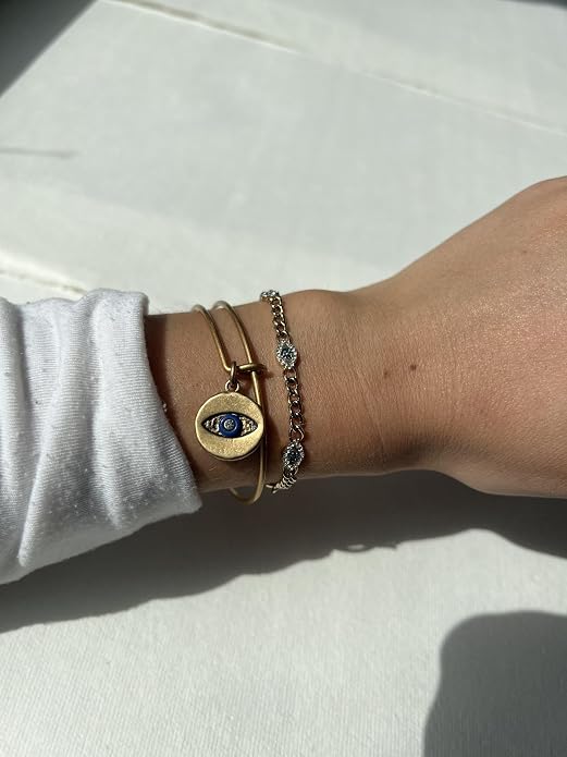 Alex and Ani Evil Eye Bracelets - Sapphire & Crystal Stones, Nickel-Free, Radiant Evil Eye Jewelry for Women