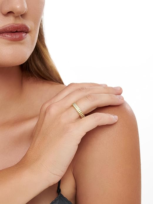 DEVATA Gold or Rhodium Plated Sterling Silver 925 – Eternity, Band Ring for Women – Heart, Knot, Clover, Infinity, Mariner, Cable, Curb, Cuban, Figaro, Daisy, Rope, Ribbed, Dome