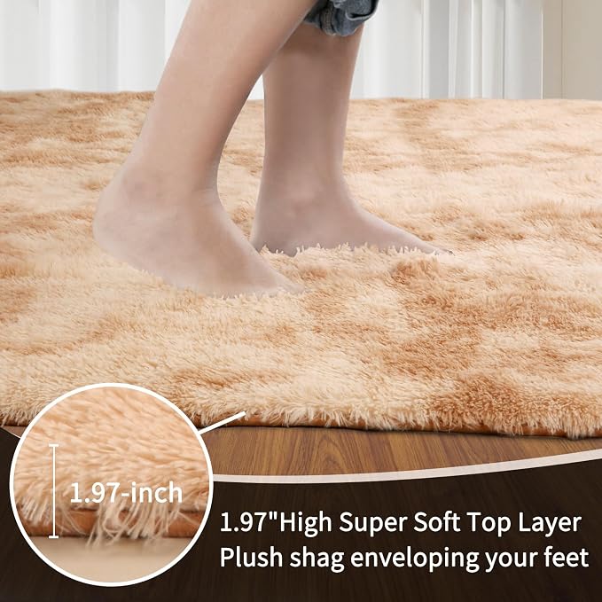 Sour Lemon Area Rugs 9x12 Living Room Bedroom,Large Fluffy Shag Rug | Shaggy Carpet, Soft Plush Furry Bedside Rugs, Anti Slip, Washable Area Modern Rugs Floor Mat for Kids Girls Boys Living Room