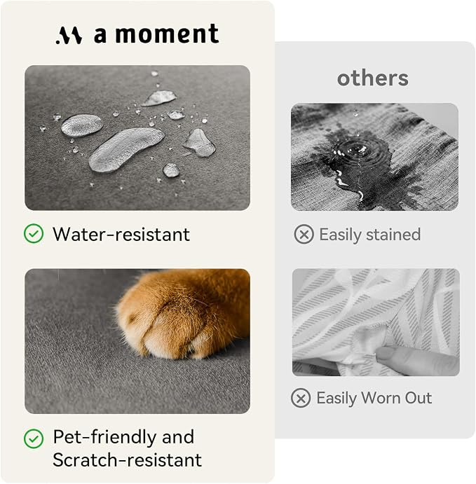 a moment Waterproof Throw Pillow Covers Set of 4,16x16 Inch Outdoor Stain Resistant Pet Friendly Pillowcases Cushion Covers for Patio Sofa and Living Room,Soft Charcoal